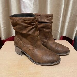 Dorothy Perkins Brown Slouchy Faux-Leather Ankle Booties